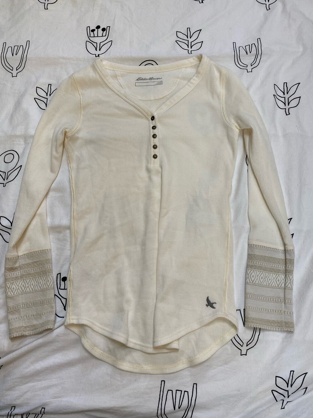 Eddie Bauer Thermal White Henley Top